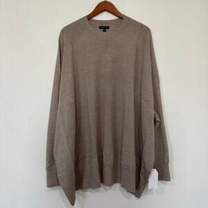 NWT Universal Standard Beals Merino Cut Out Sleeve Sweater Tan Brown Size 4XL